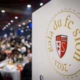 Une vue generale lors du Gala du FC Sion et sa traditionnelle choucroute le samedi 25 mars 2023 au CERM de Martigny. (KEYSTONE/Jean-Christophe Bott)